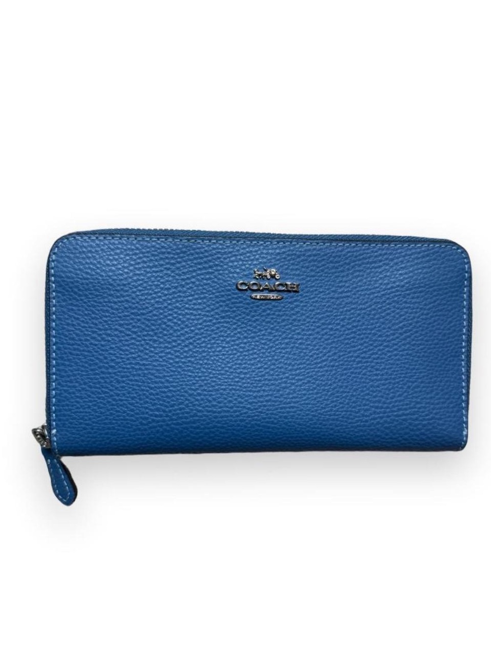 Coach Pebbled Zip Wallet in Cobalt Blue